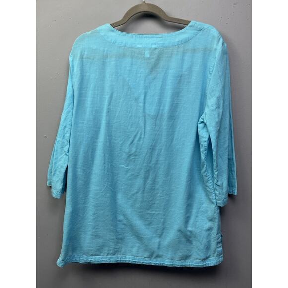 Coral‎ Bay Swimsuit Cover Up Dress Womens Small Blue White Beaded Beach - Picture 2 of 6